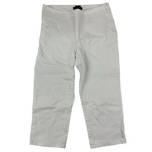 Talbots HERITAGE White Denim Cropped Jeans Pants Side Zip Size 12 Cotton Stretch